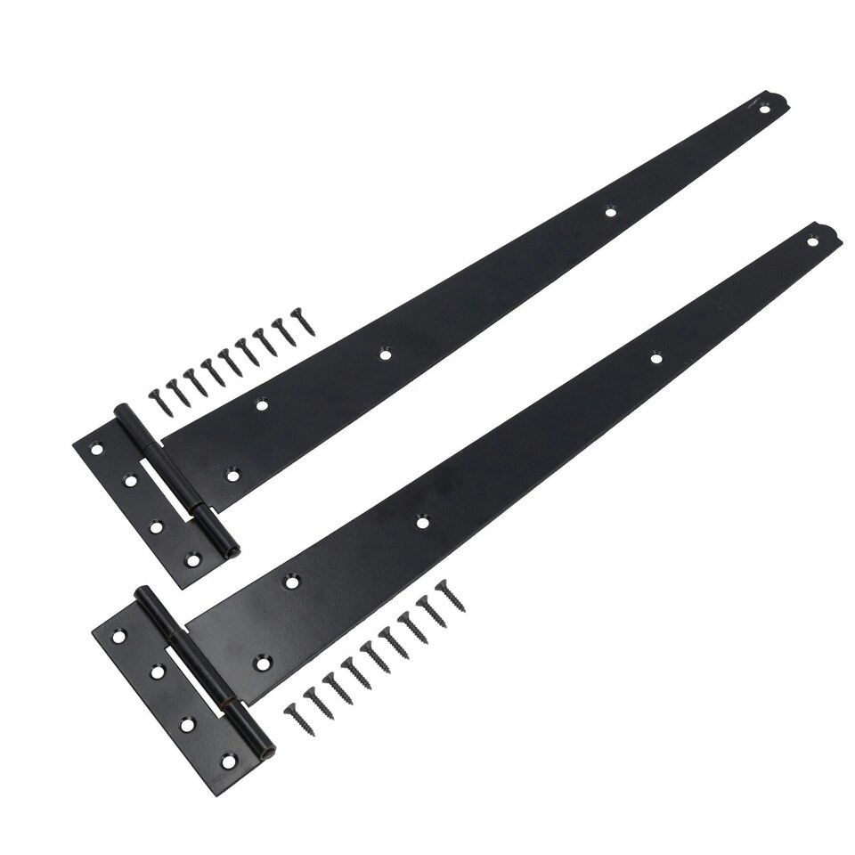 image 1 of 18" (450mm) Heavy Duty T Tee Hinges for Doors + Gates with Fixing Screws 4pc Black