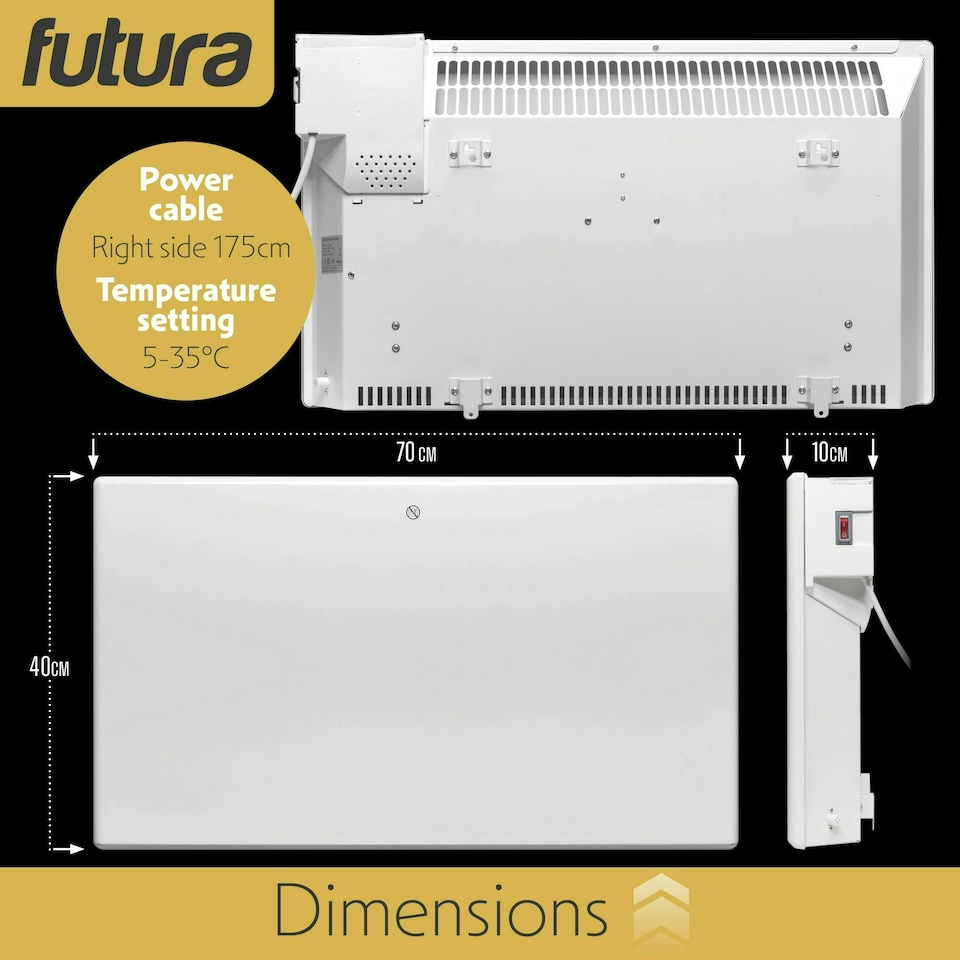 image 1 of Futura 1500W Electric Panel Wall Radiator Heater White