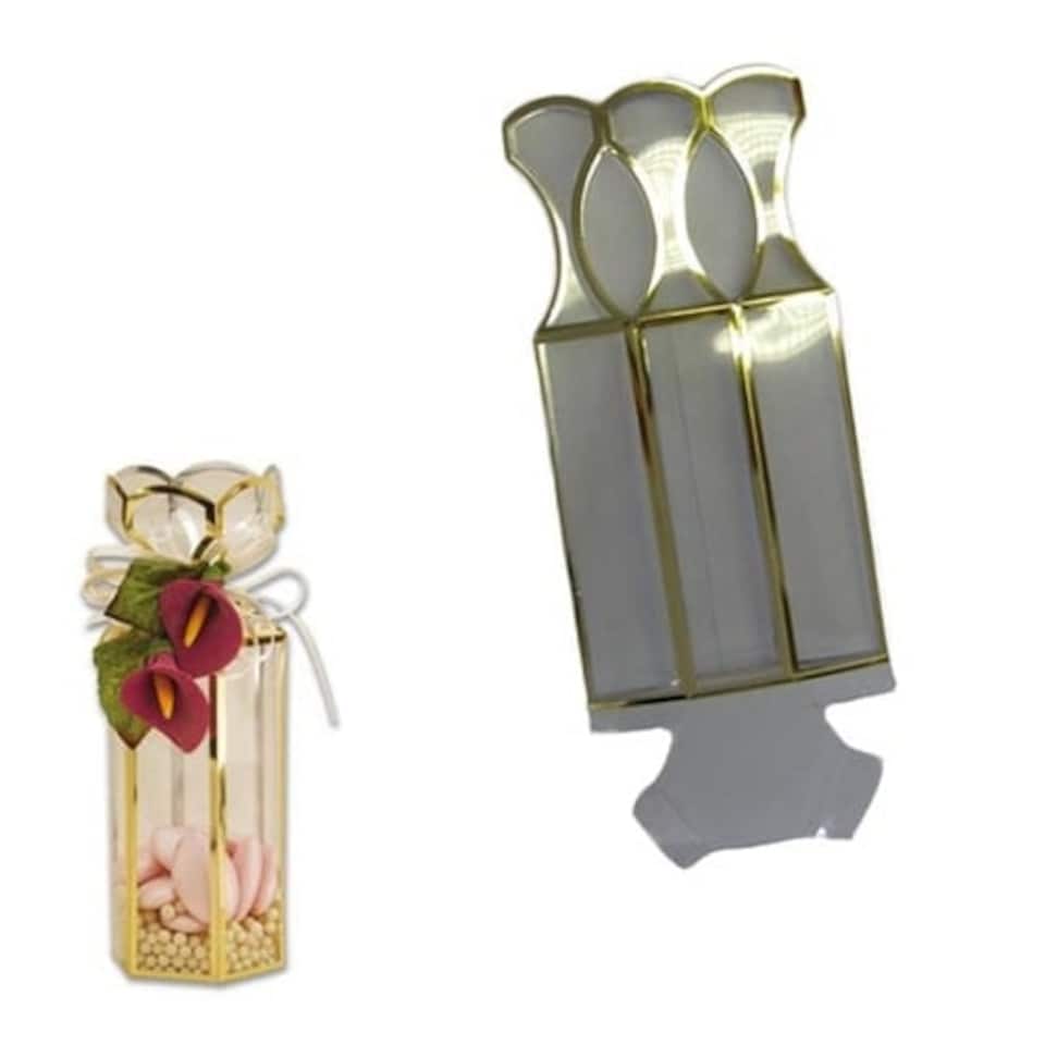 Clear Hexagonal Favour Box with Gold Edging