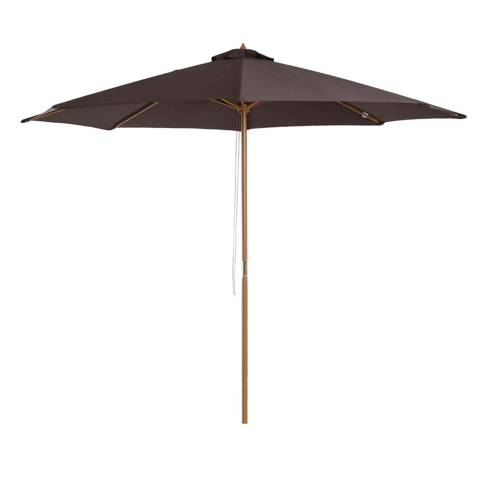 image 1 of Outsunny 3(m) Wooden Garden Parasol Sun Shade Outdoor Umbrella Coffee