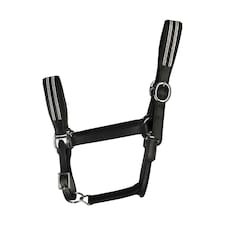 Hy Anodize Leather Horse Headcollar - Black/Silver - Cob