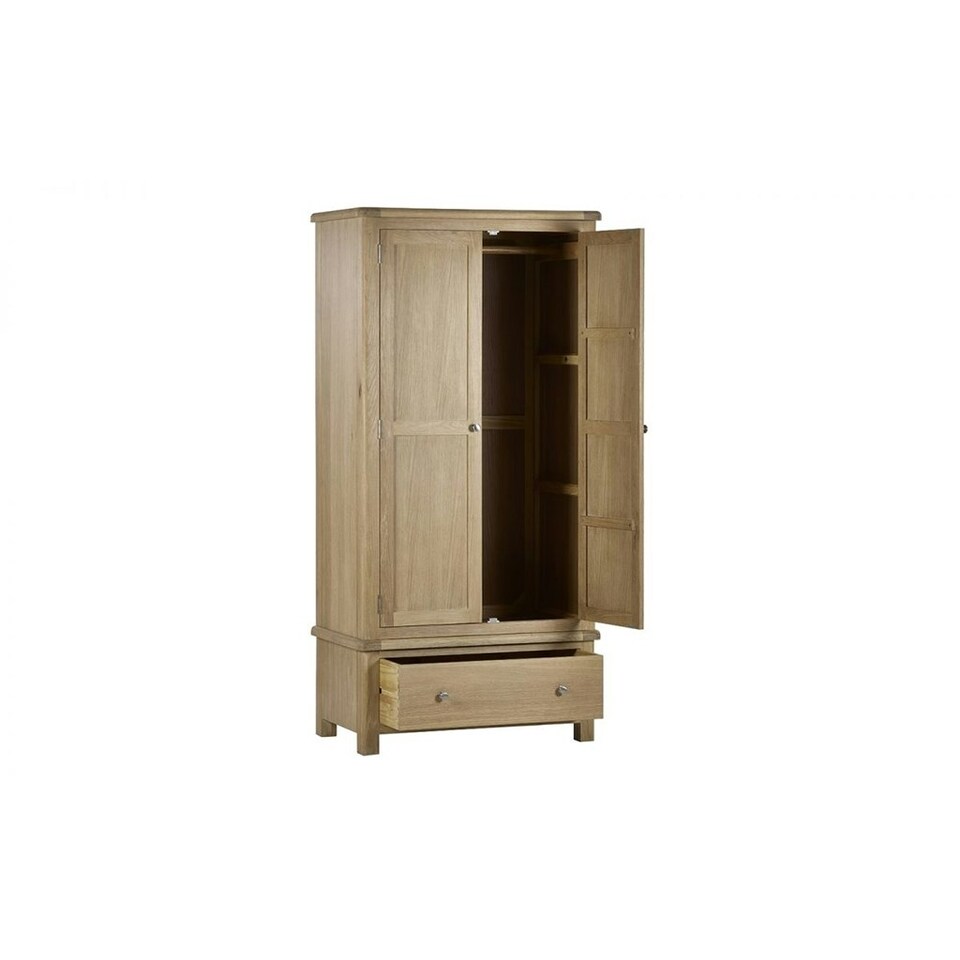 image 1 of Rustic Limed Oak 2 Door 1 Drawer Wardrobe