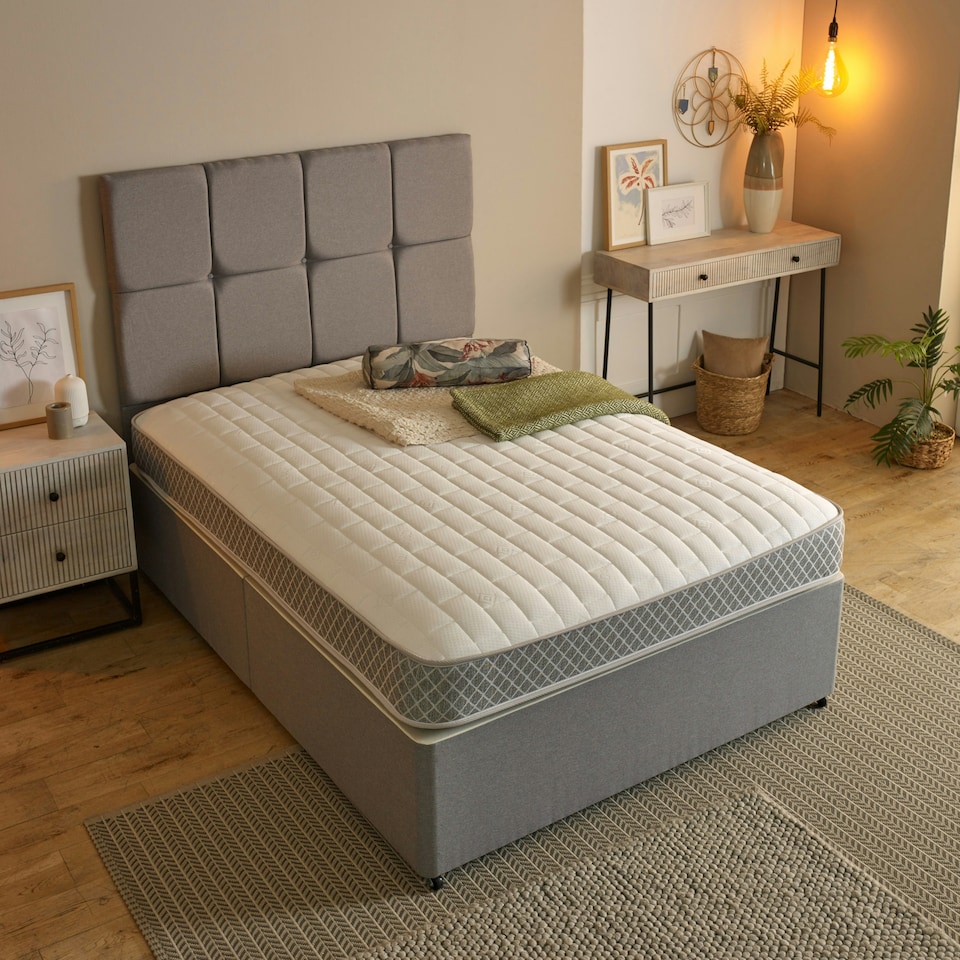 image 1 of Memory Foam Hybrid Spring Mattress - 7.25" Deep, Supportive Coil Spring Core | Grey | King