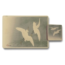 Set Of 12 Placemats And Coasters With Designer Artwork And Wood Bottom