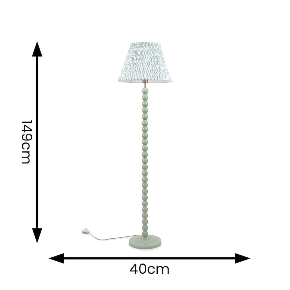 image 1 of ValueLights Bobbles Sage Green Floor Lamp Green Arrow Pleat Shade and Bulb