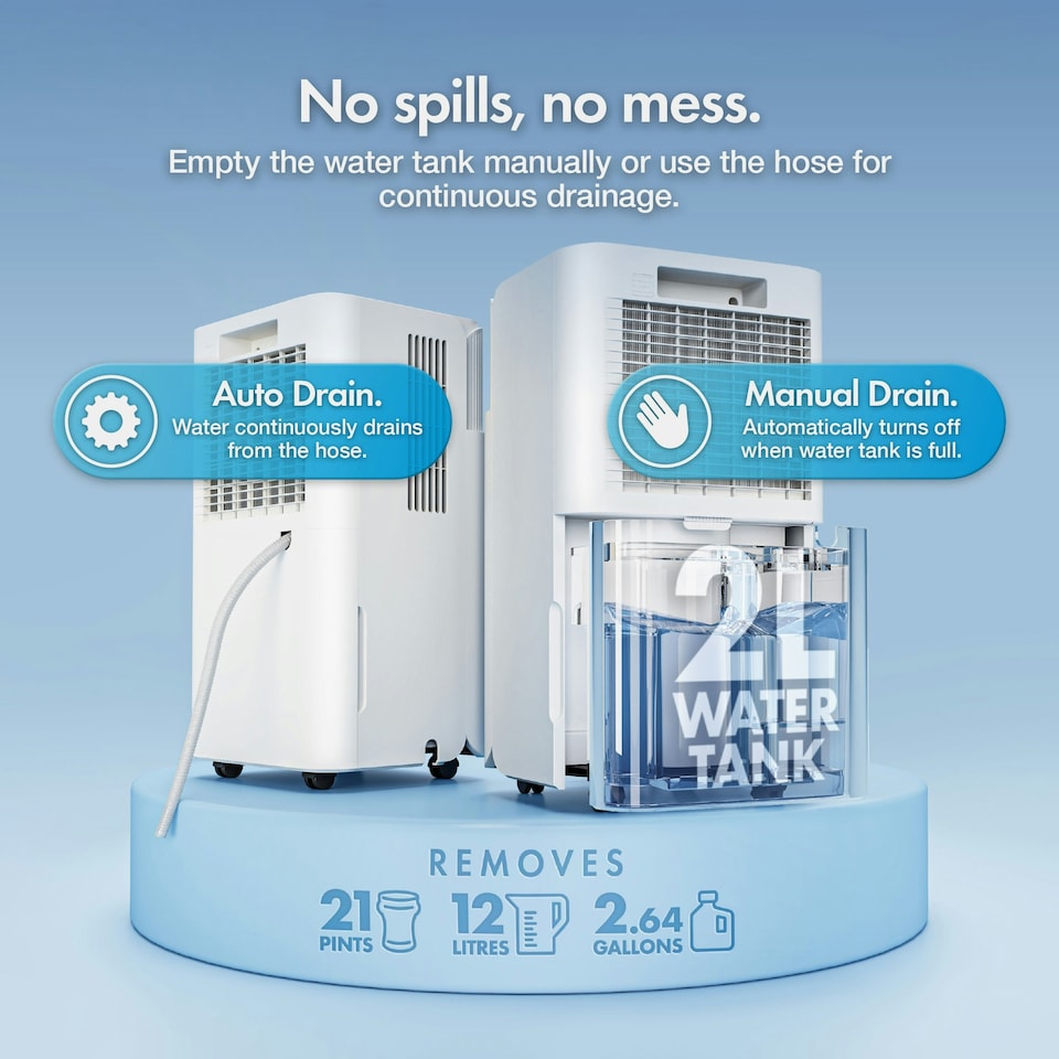 image 1 of VonHaus Dehumidifier 12L Day, 2L Water Tank