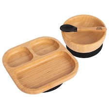 Tiny Dining Children's Bamboo Suction Dinner Set - Black