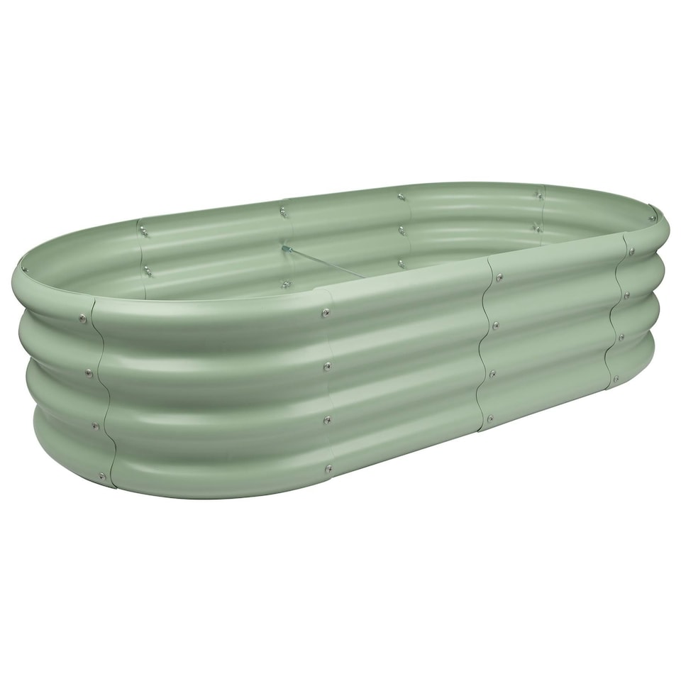 image 1 of Harbour Housewares Rounded Galvanised Steel Raised Garden Bed - 120cm x 60cm - Green