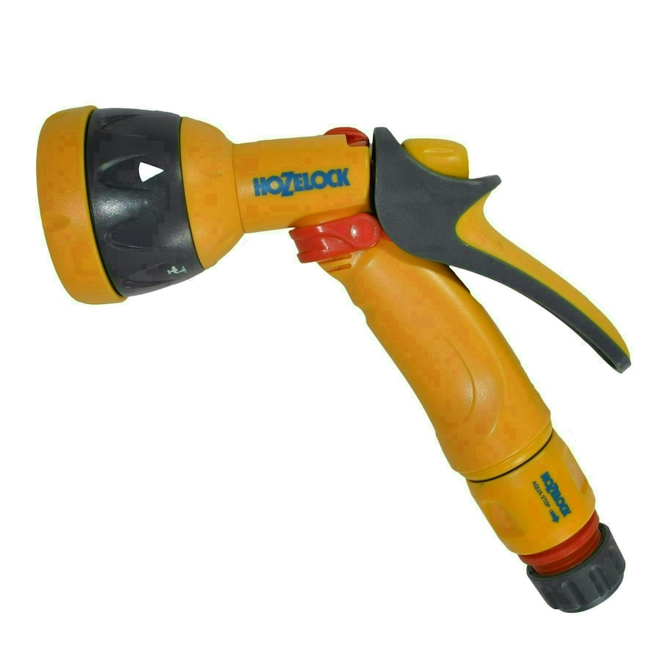 image 1 of Hozelock Spray Nozzle Garden Hose Pipe Water Gun 5 Function & Aqua Stop Fitting