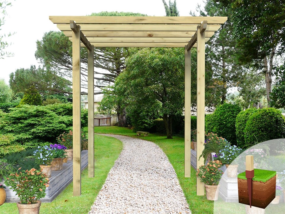 image 1 of eDecks Village Walkway Garden Pergola w/ Bolt Down Anchors 2.1m - 2.4 x 2.4m