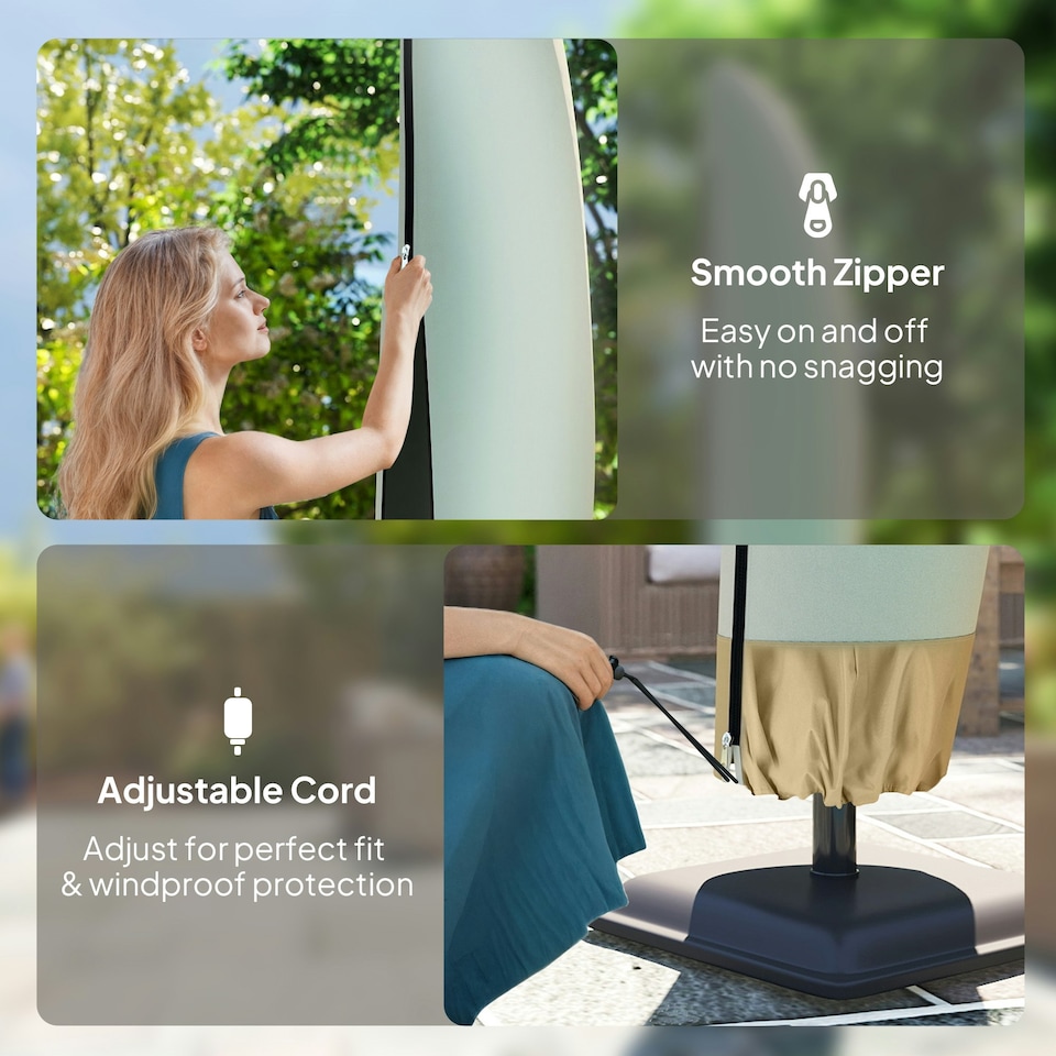 image 1 of Outsunny Outdoor Parasol Cover Umbrella Garden Furniture Protection Wind Rain