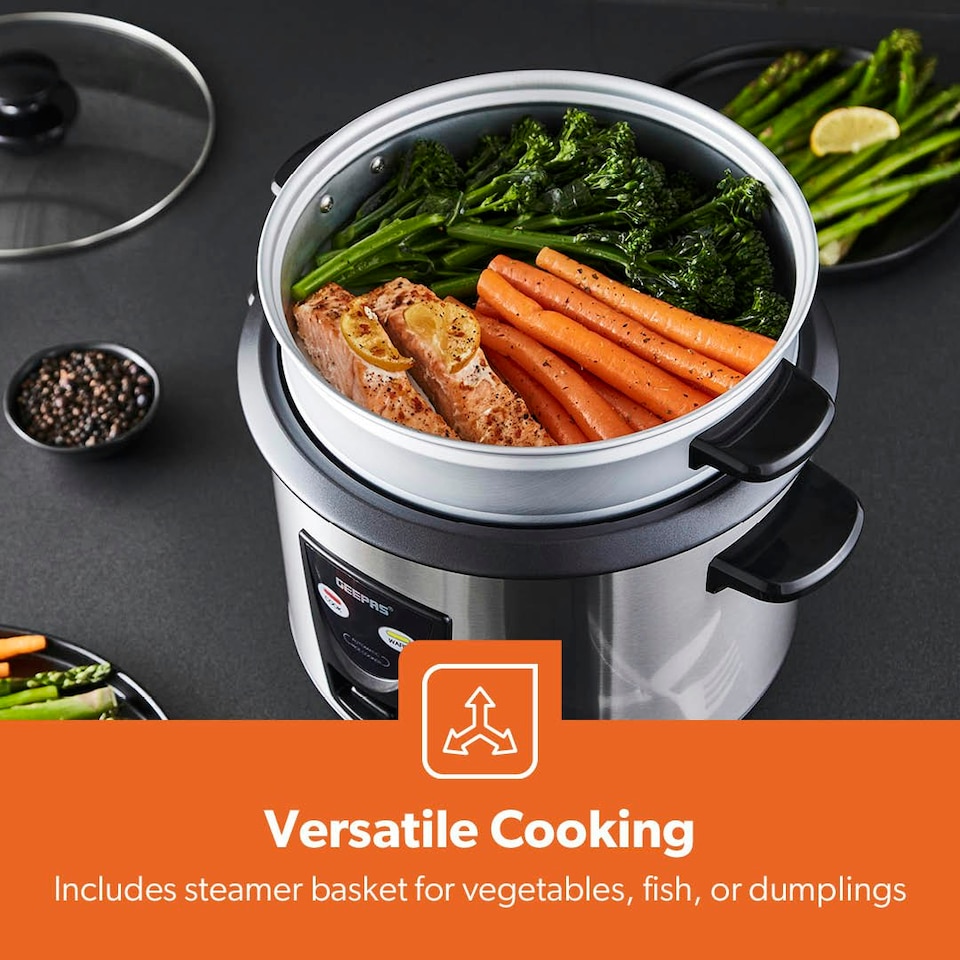 image 1 of GEEPAS 1.8L Rice Cooker with Steamer, 700W