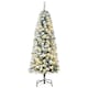 image 1 of HOMCOM 5FT Prelit Artificial Snow Flocked Christmas Tree with Warm White LED Light, Holiday Home Xmas Decoration, Green White