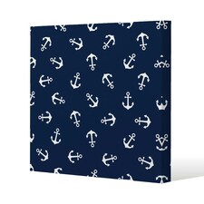 Anchors on Navy Background (Canvas Print) 61 x 61 x 4cm