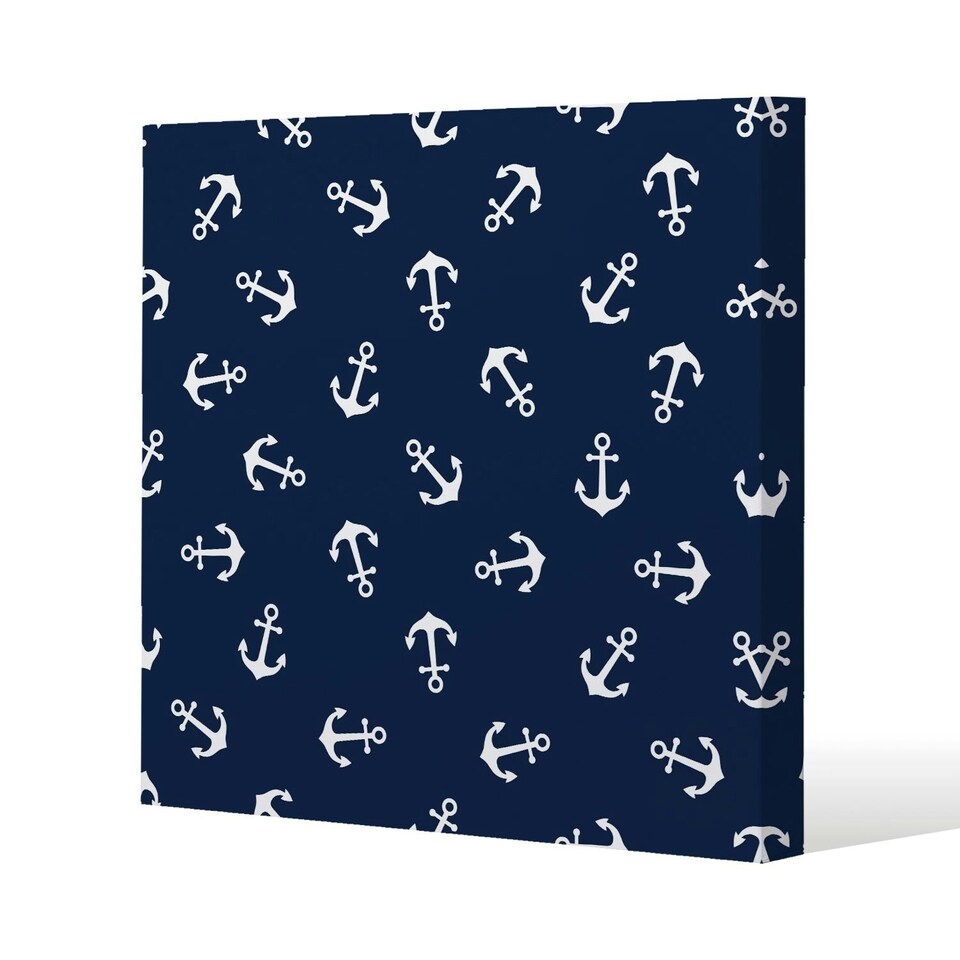image 1 of Anchors on Navy Background (Canvas Print) 61 x 61 x 4cm