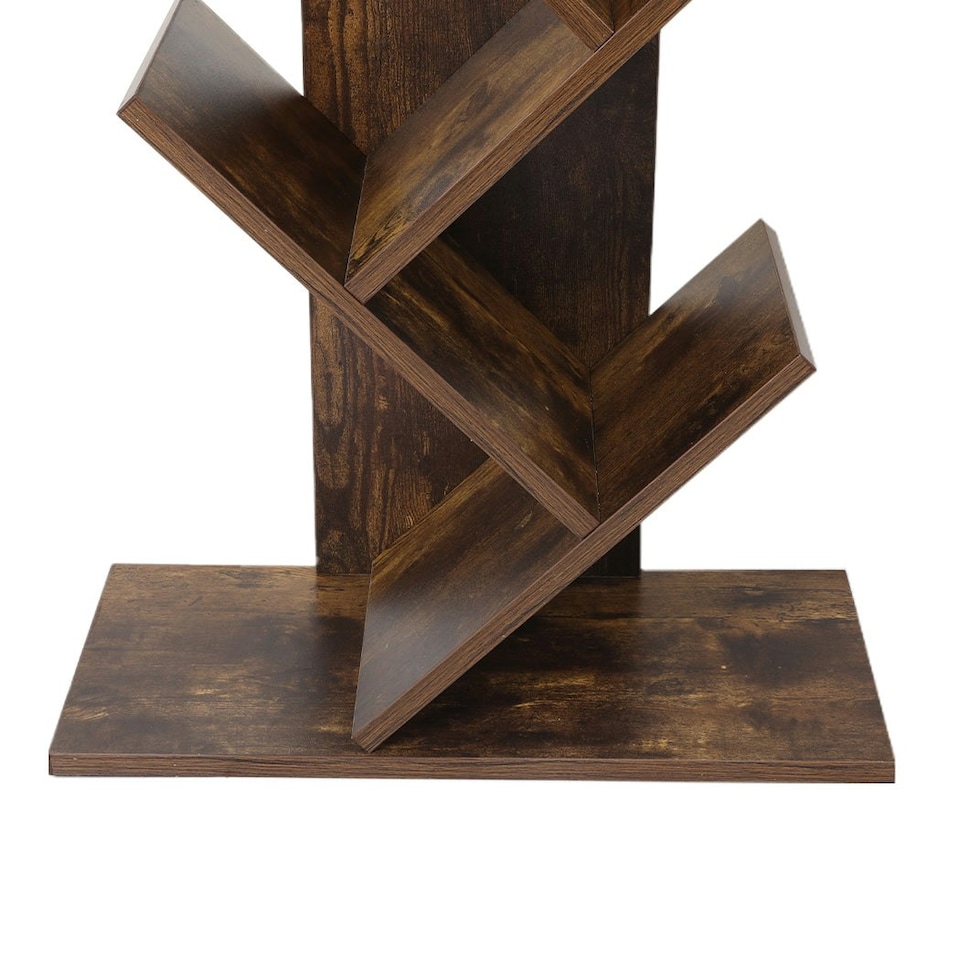 image 1 of Bookcases Bookshelf Book Storage Wooden Tree 8-Tier  Home Decor Display Stand Brown