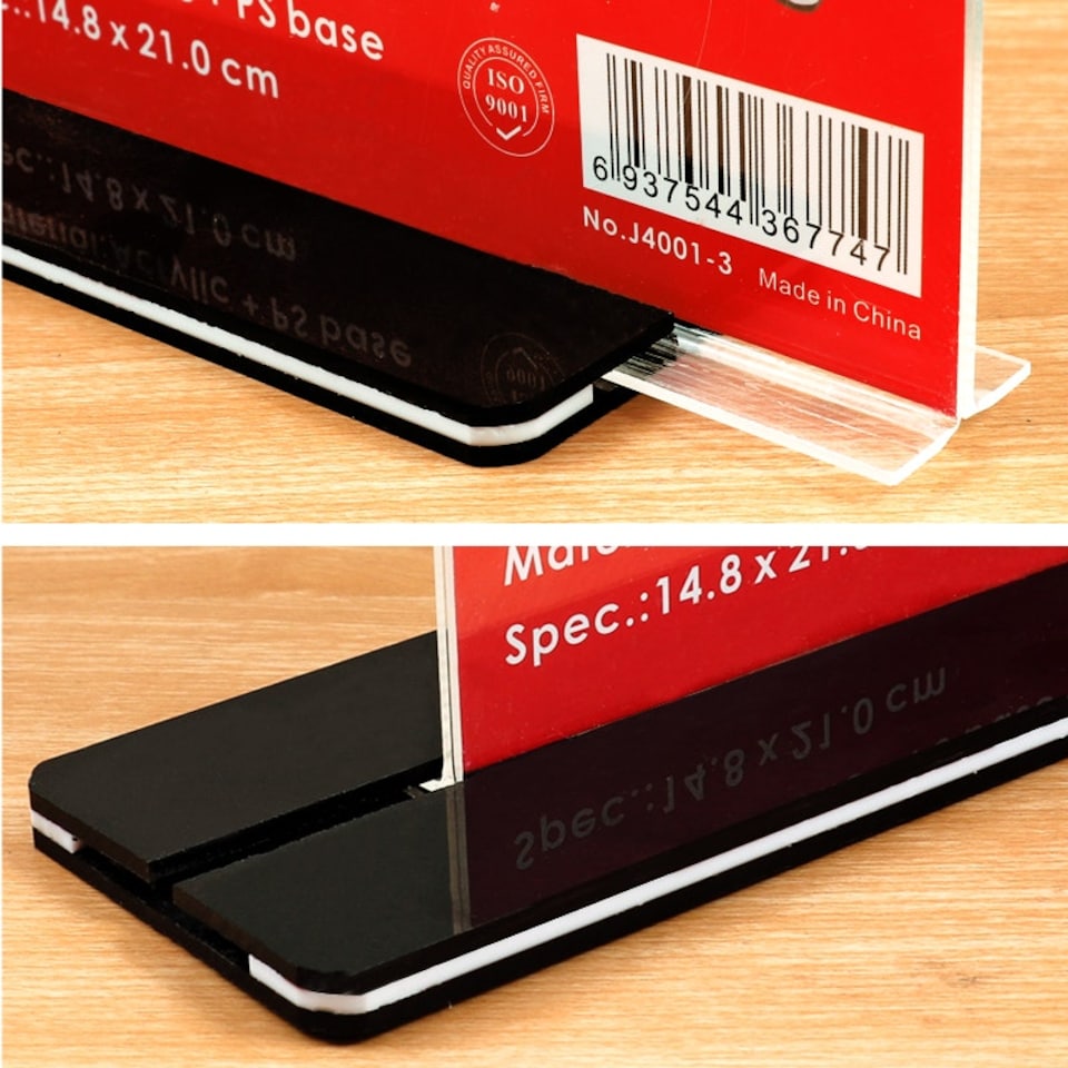image 1 of Vertical Design T-Shape Acrylic Sign Holder 14.8 x 21cm