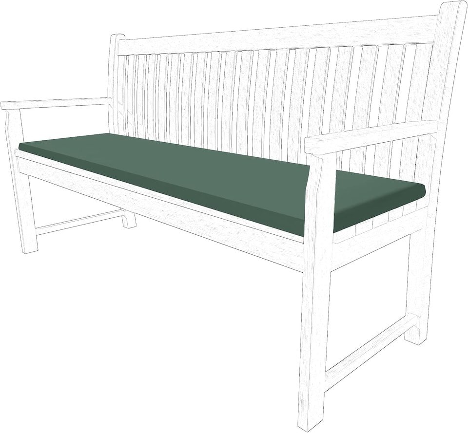 image 1 of Waterproof Garden Bench Cushion 2 Seater I Indoor & Outdoor Bench Seat Pad | Bottle Green