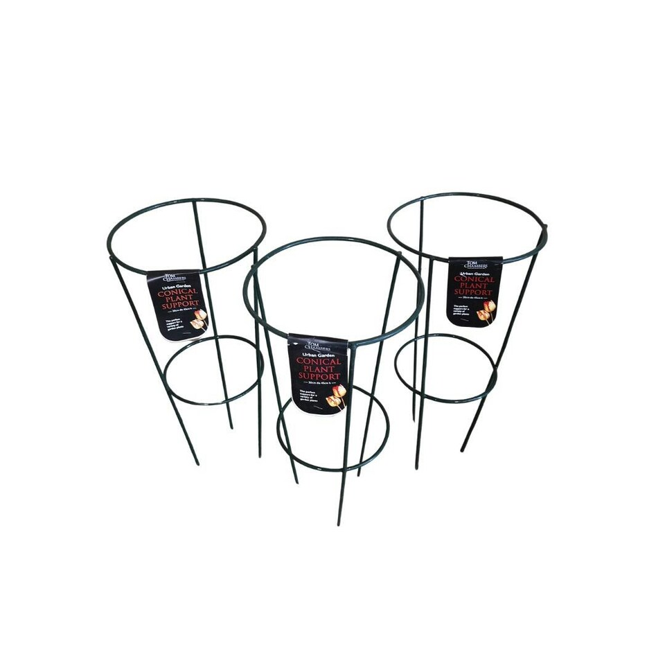 image 1 of Pack of 3 Tom Chambers Urban Green Conical Garden Plant Support Ring 20cm- Small