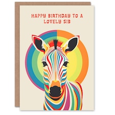 Lovely Sib Rainbow Stripes Colourful Non Binary Birthday Card