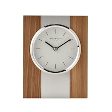 Wm.Widdop Wood & Metal Mantel Clock Baton Dial Brown | Silver