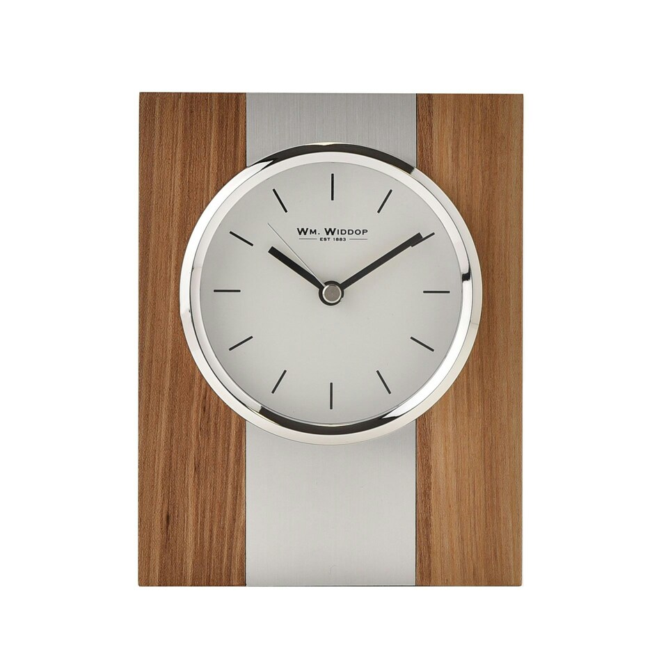 image 1 of Wm.Widdop Wood & Metal Mantel Clock Baton Dial Brown | Silver