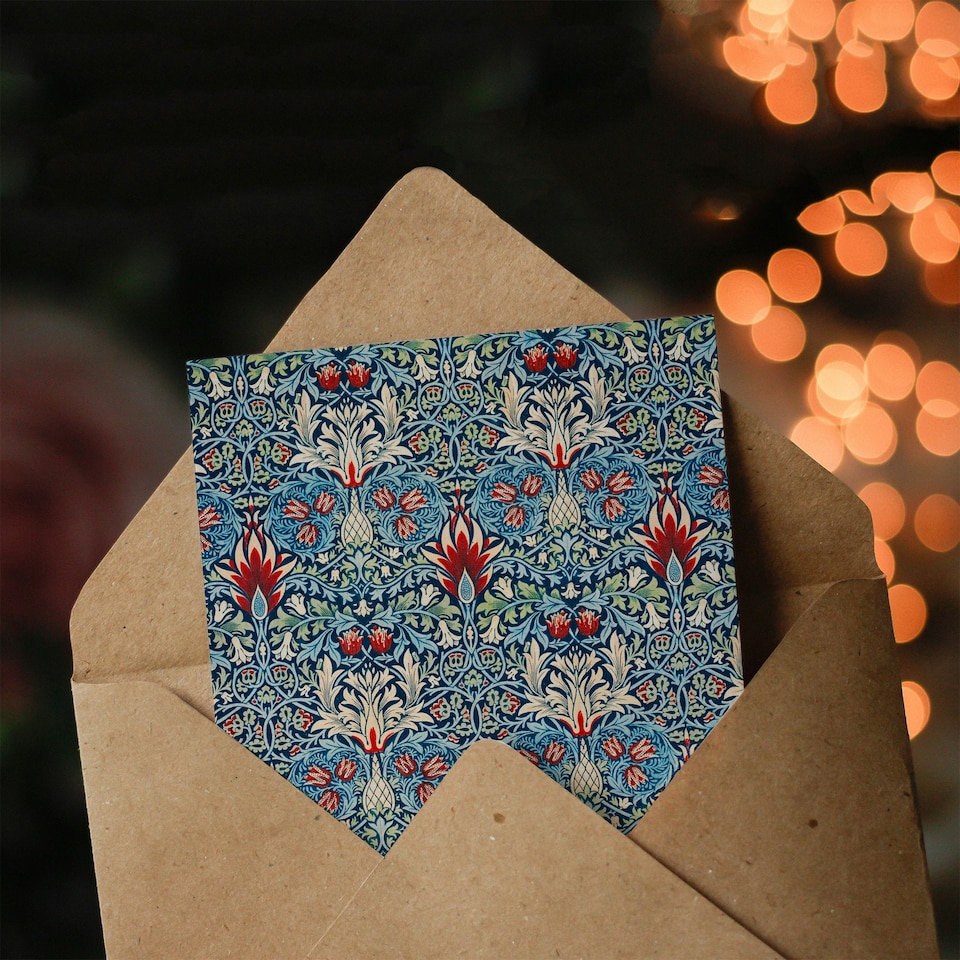 image 1 of William Morris Art Card Snakeshead Flower Pattern