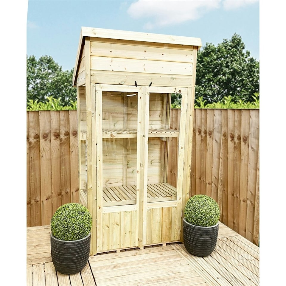 image 1 of 3 X 2 Pressure Treated Tongue And Groove Pent Mini Greenhouse (3' x 2' / 3ft x 2ft) (3x2)