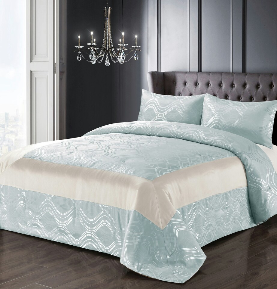image 1 of Intimates Clarissa Quilted Luxury Bedspread Set | Blue | Duck Egg | Double