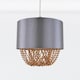 image 2 of First Choice Lighting Grey Faux Silk & Copper Jewelled Ceiling Light Shade Grey | Copper