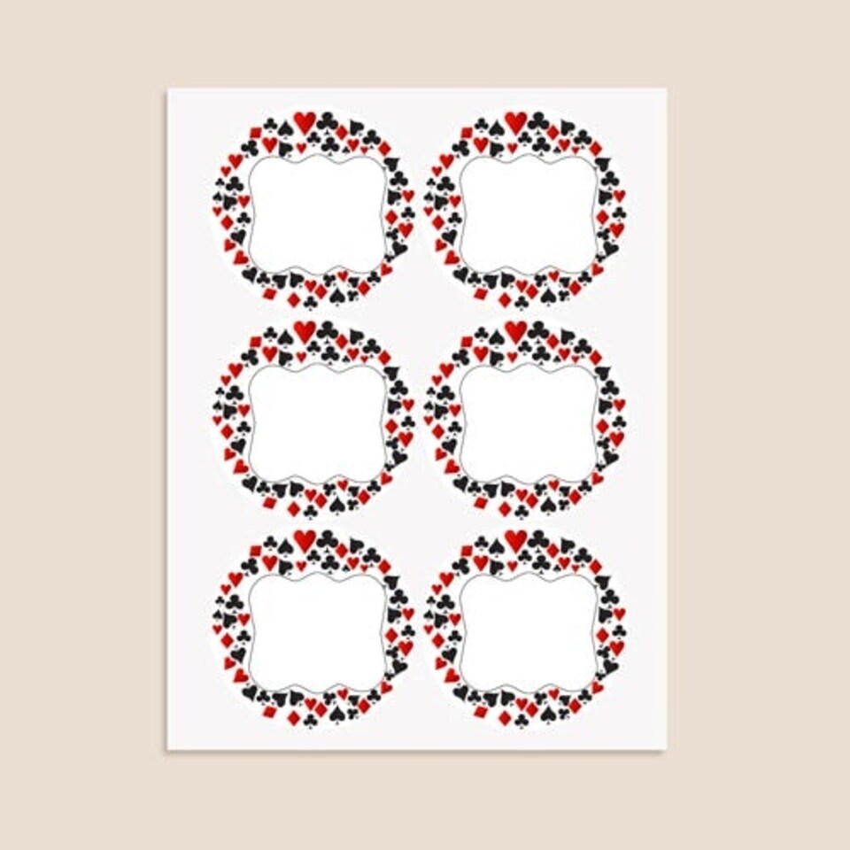 image 1 of Casino Design Round Stickers 88mm - Sheet of 6