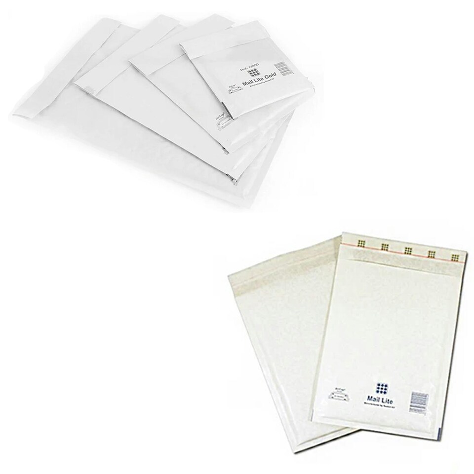 image 1 of 500 x G/4 (240 x 330mm) Mail Lite White Padded Bubble Lined Postage Mailing Envelopes White | One Size