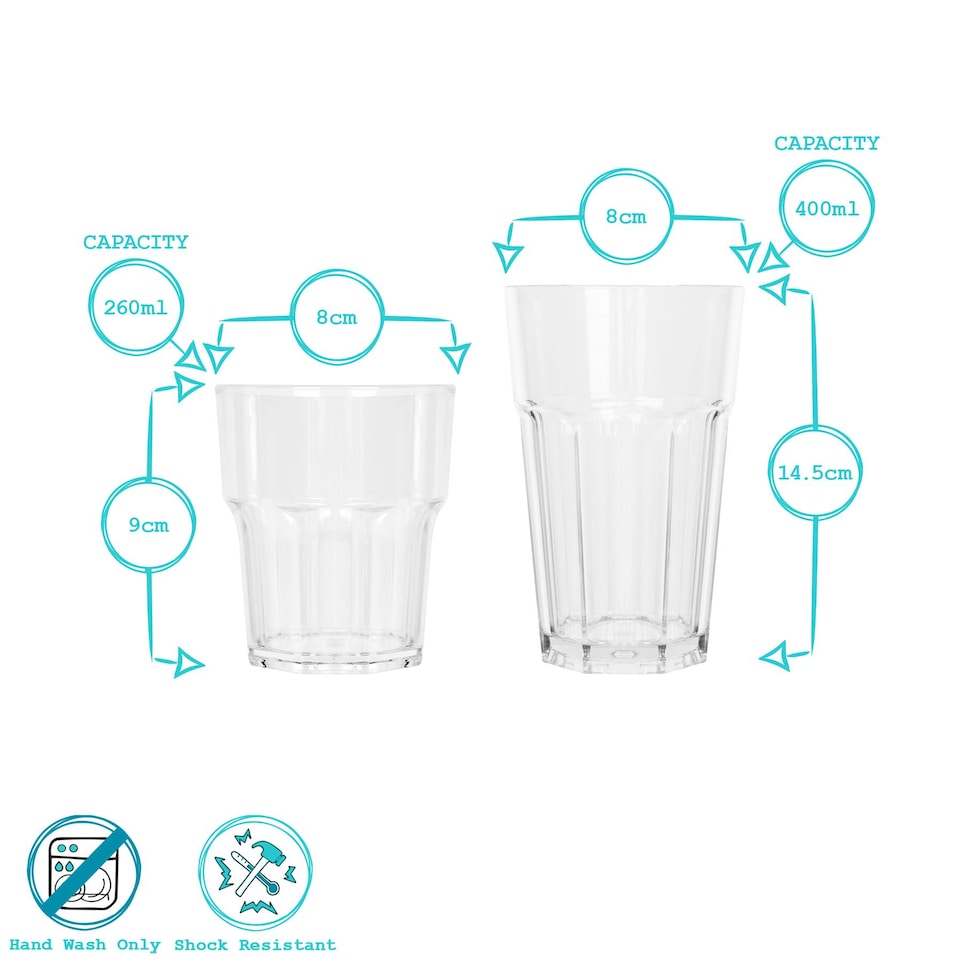 image 1 of Argon Tableware 12pc Reusable Plastic Tumblers & Highball Glasses Set | Clear | Clear