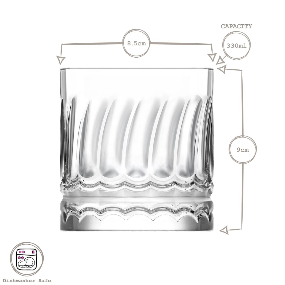 image 1 of LAV Wave Whisky Glasses - 330ml - Pack of 6