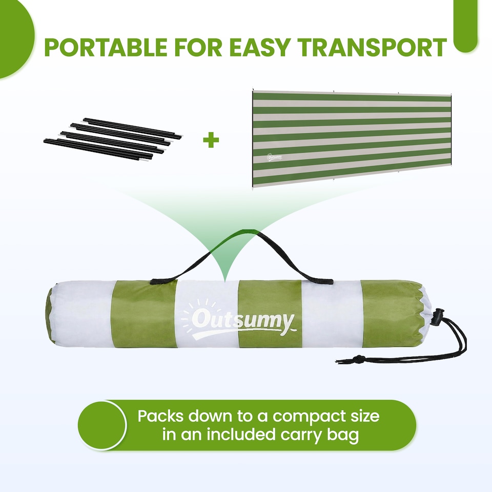 image 1 of Outsunny Camping Windbreak Portable Wind Blocker Privacy Wall | Green | Army Green | 540 x 150 cm