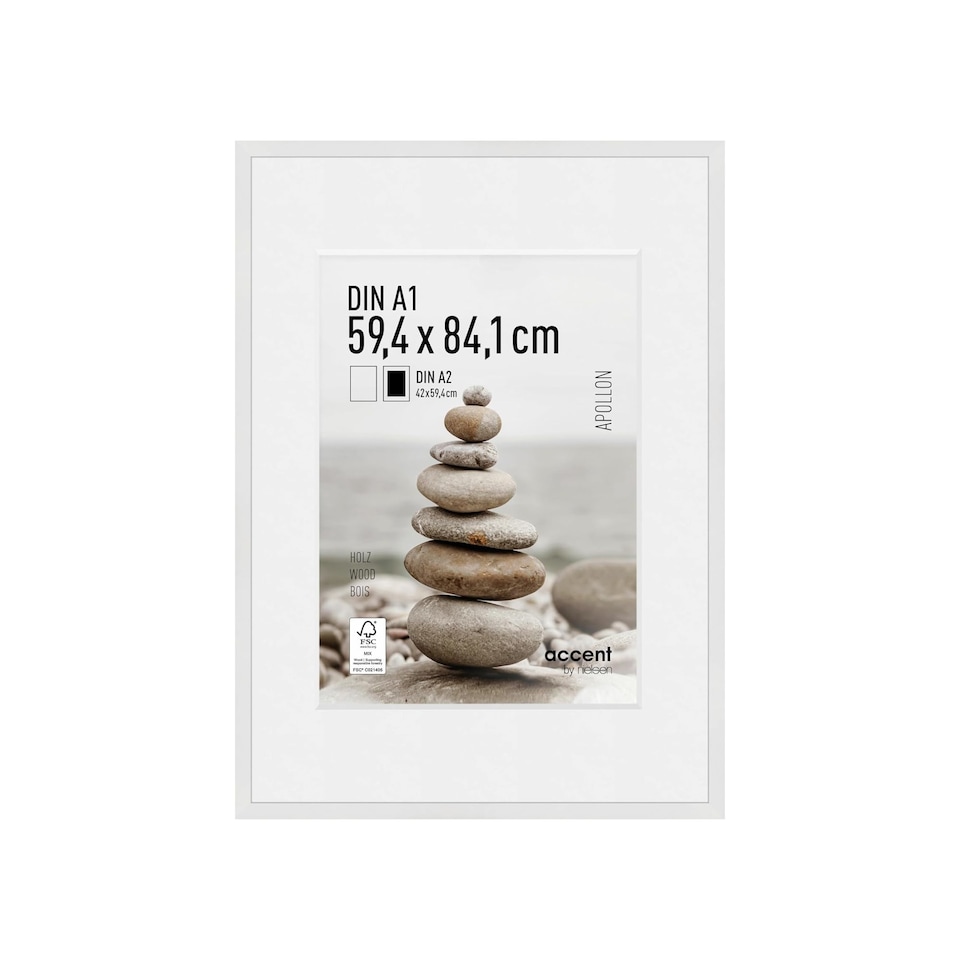 image 1 of Accent by Nielsen Apollon Wooden Picture Frame with Mount - Real Glass - A1 (59.4x 84.1cm)