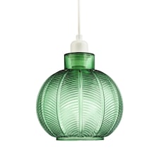 Designer Ribbed Leaf Themed Forest Emerald Green Glass Pendant Lighting Shade | Green