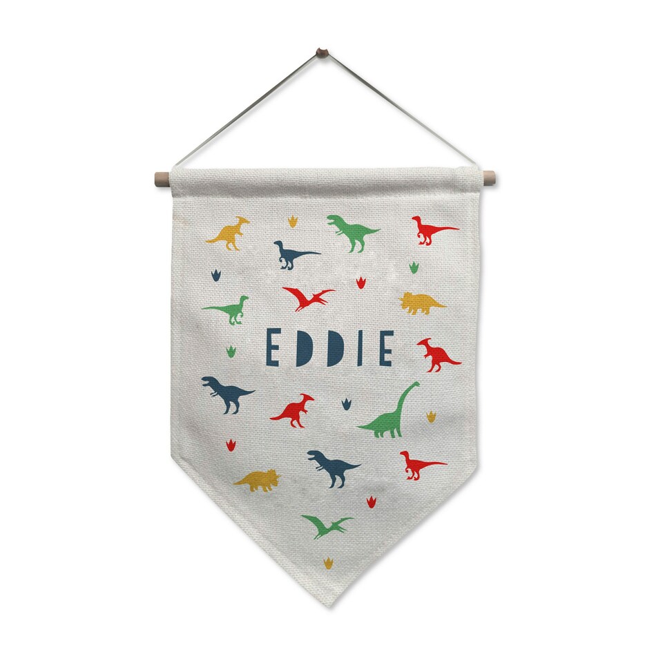 image 1 of Personalised Dinosaur Hanging Banner