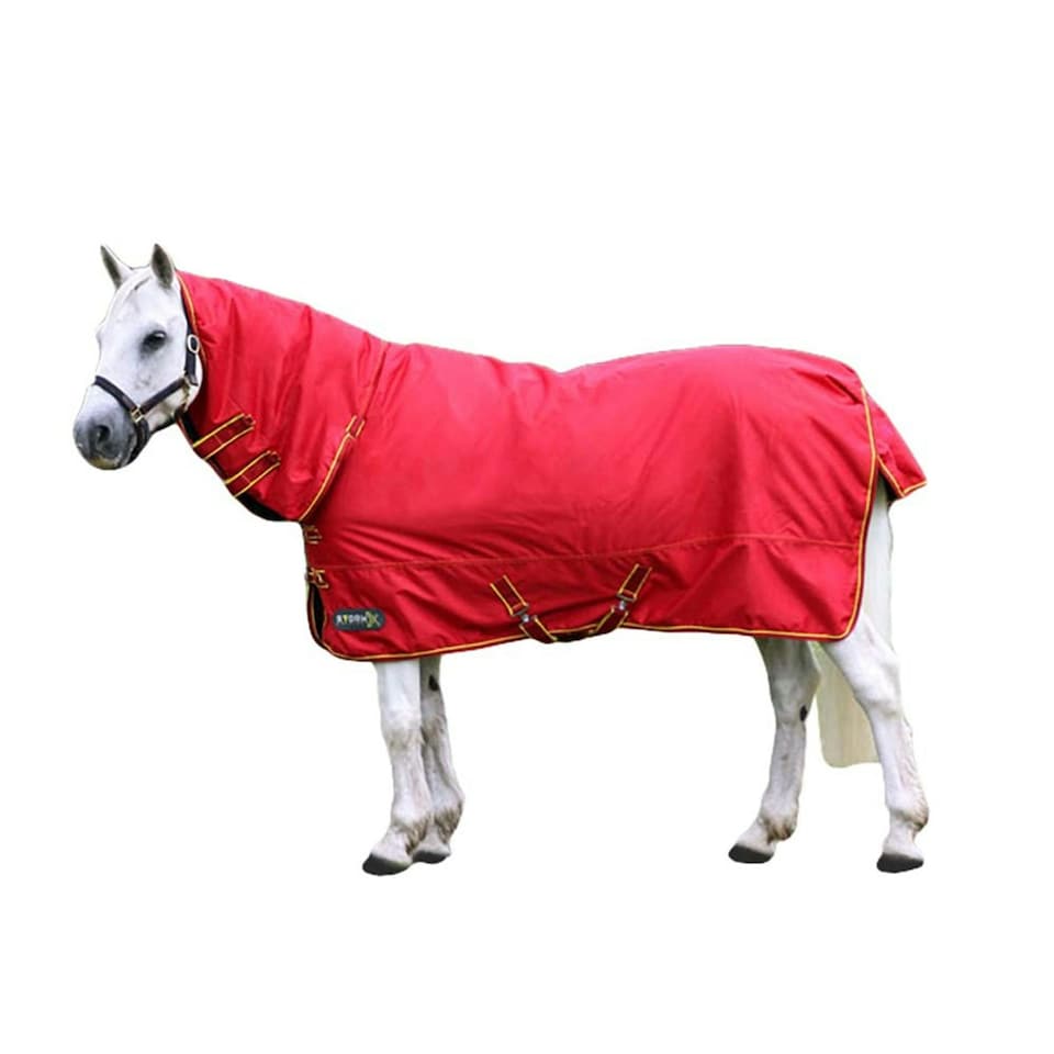 image 1 of StormX 200 Combo Neck Horse Turnout Rug - Red/Dark Red/Yellow - 4´ 6"