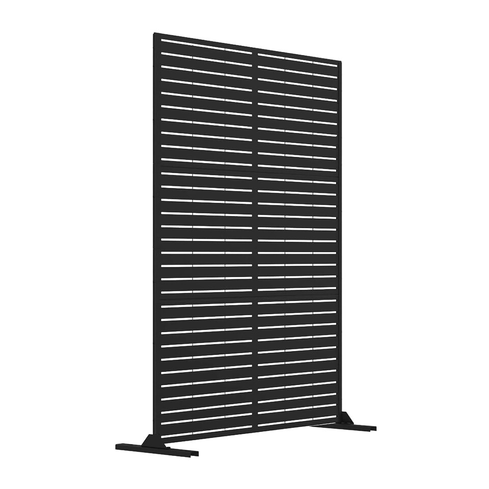 image 1 of Nicoman Metal Slat Indoor Outdoor Privacy Screen with Stand | Black | Black | 1