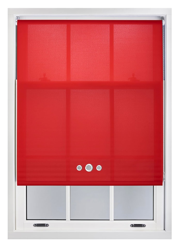 image 1 of FURNISHED Daylight Roller Blinds with Triple Round Eyelets Easy Install Cut to Size | Red | Red | (W) 240cm x (L) 210cm