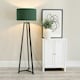 image 1 of ValueLights Lottie Black Wood Tripod Floor Lamp with Green Fabric Drum Shade | Green