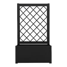 COSTWAY Elevated Lattice Planter 112CM Metal Planter Box with Trellis-Black