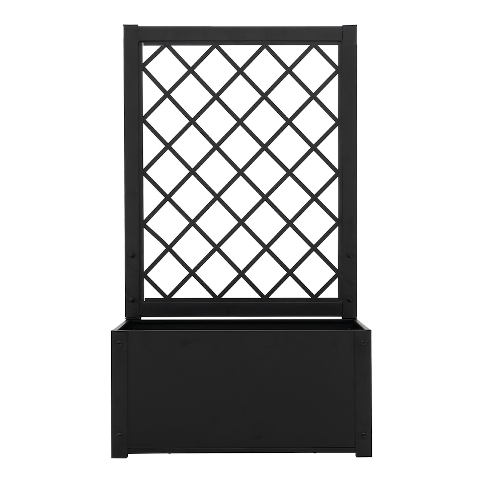 image 1 of COSTWAY Elevated Lattice Planter 112CM Metal Planter Box with Trellis-Black