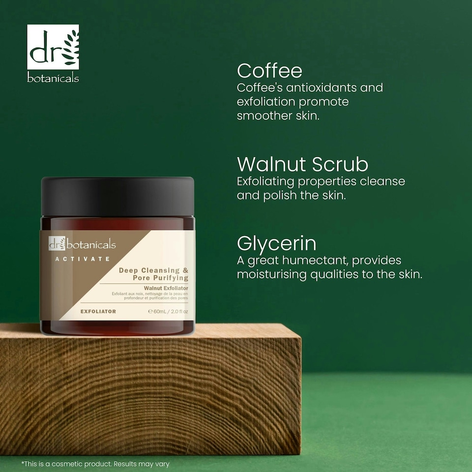image 1 of Dr Botanicals Activate Deep Cleansing & Pore Purifying Walnut Exfoliator 60ml Twin Value Savings Pack