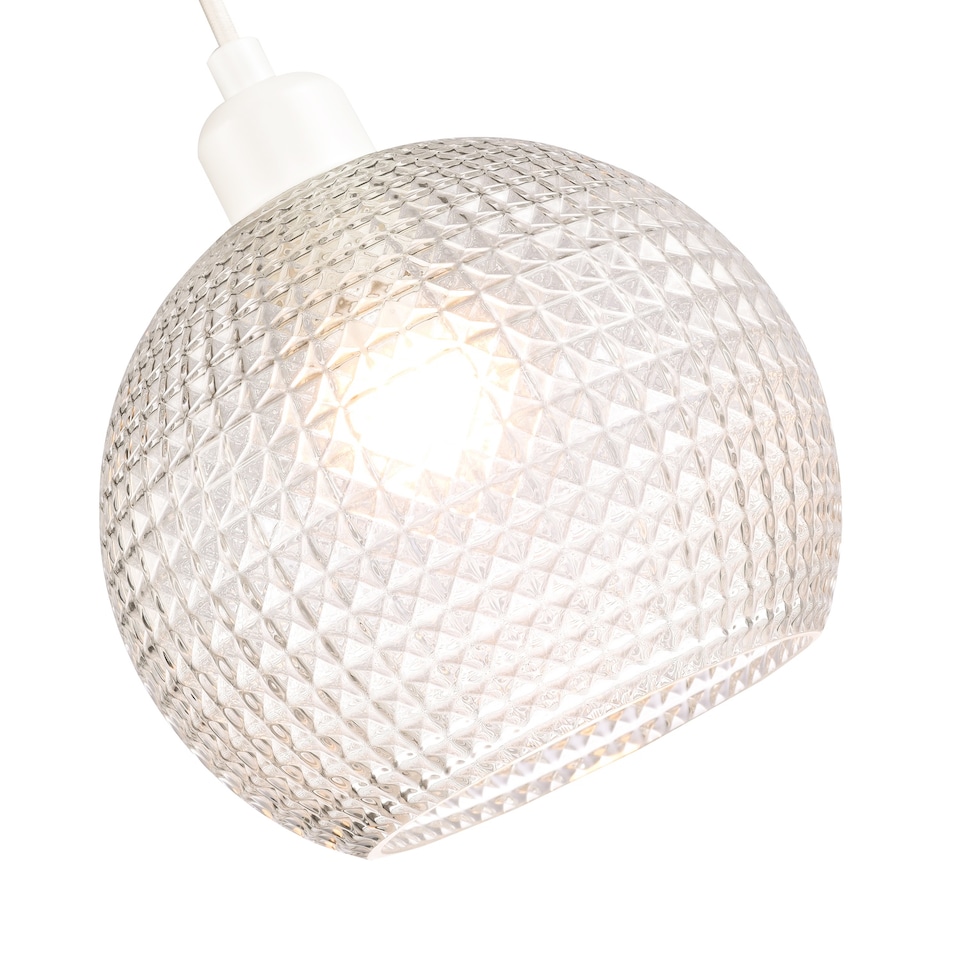 image 1 of Modern Spherical Clear Glass Pendant Light Shade with Square Diamond Ridges | Clear