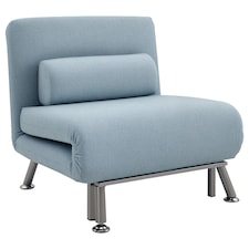 HOMCOM Linen Chair Bed, 3-in-1 Convertible Sleeper Chair with Adjustable Backrest, Pillow, for Living Room, Bedroom, Sky Blue