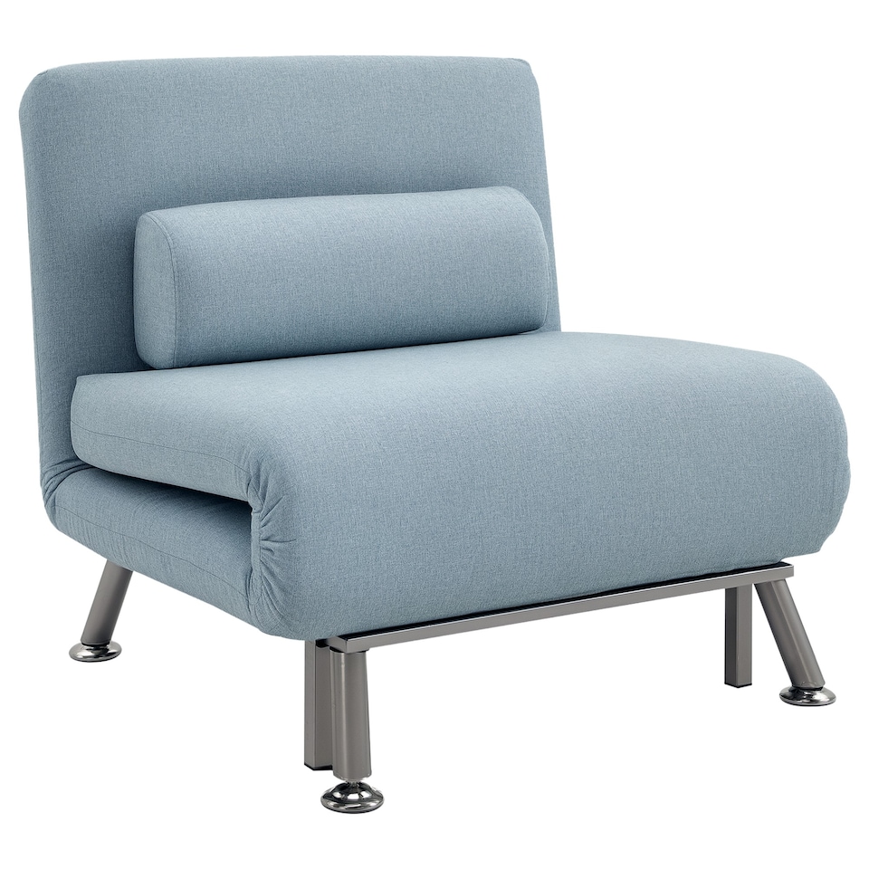 image 1 of HOMCOM Linen Chair Bed, 3-in-1 Convertible Sleeper Chair with Adjustable Backrest, Pillow, for Living Room, Bedroom, Sky Blue