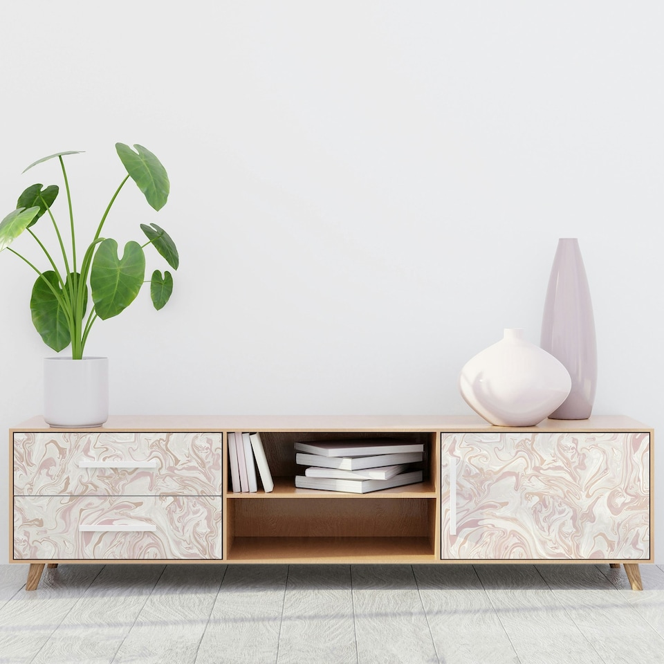 image 1 of NuWallpaper NHS4770 Marble Swirl Peel & Stick Wallpaper, Blush Multi