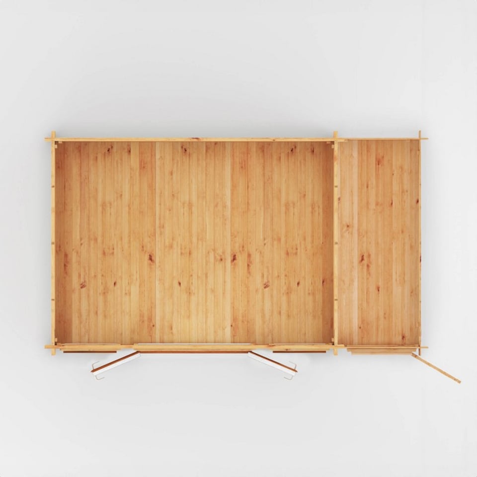 image 1 of 5.1 x 3 m Home Office Studio with Side Shed with UPVC Windows and Doors - 44 mm - Timber - L313.3 x W515.5 x H259.5 cm - Brown | Brown